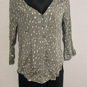 Sage green polka dot blouse